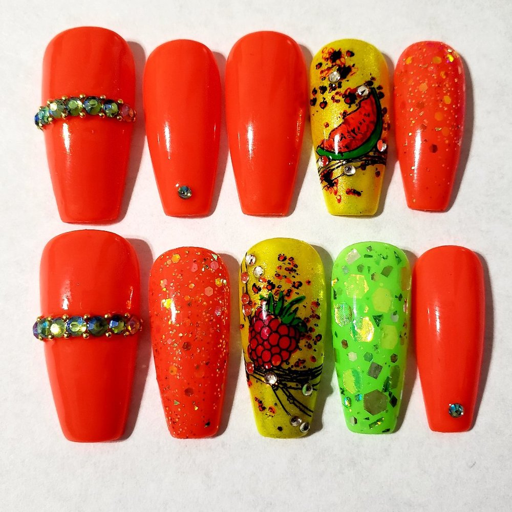 Gel Press on Nails " Yummy Summer "